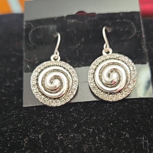 Elegant Silver Spiral Earrings - Picture 2 of 3